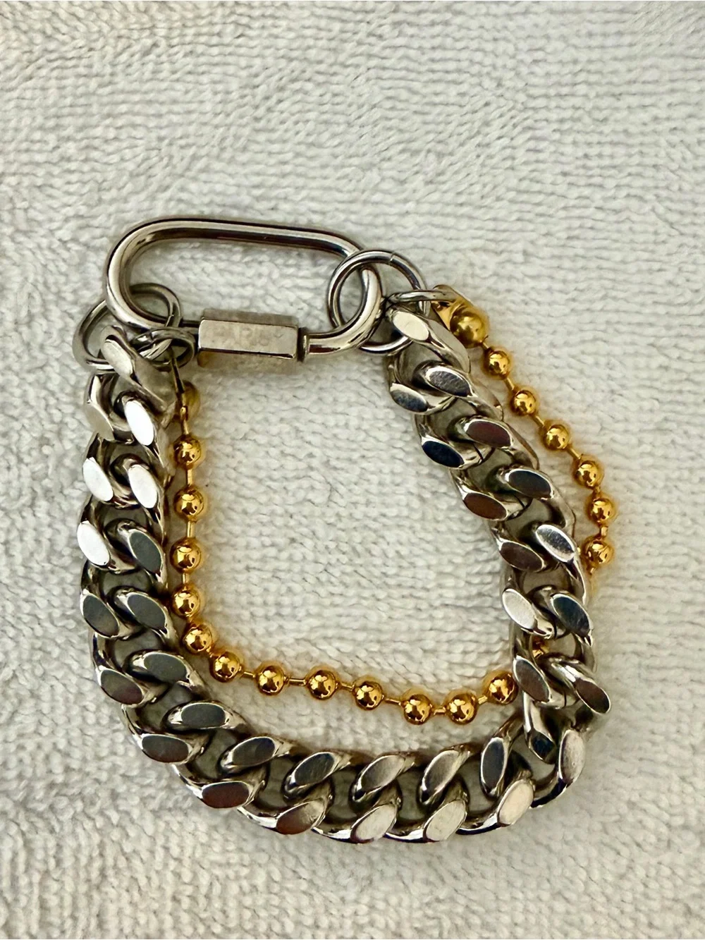 2-Tone Carabiner Double-Chain Bracelet by In Gold We Trust Paris